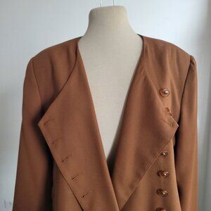 Vintage Morton Bernard Brown Double-Breasted Blazer (Size: 12)